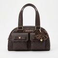 *NWT JUICY COUTURE CUTESY CARGO BOWLERS SHOULDER BAG PURSE W BOW CHARM BROWN