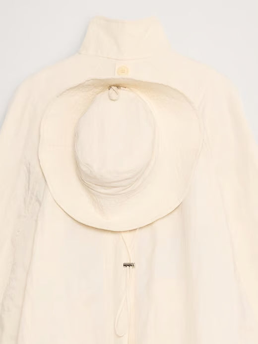 BANANA REPUBLIC | Water Resistant Coat with Bucket Hat in Cream White | S