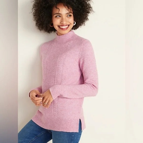 (MED) OLD NAVY Women's Pointelle Sweater- PINK