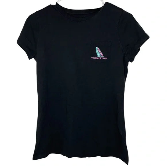 Vineyard Vines Women's Montauk Surf Boards Short-Sleeve Pocket Tee - Black - Size: L