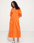 BANANA REPUBLIC | 100% Linen V-Neck Maxi Dress in Orange Tiger | XS