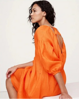 BANANA REPUBLIC | 100% Linen V-Neck Maxi Dress in Orange Tiger | XS