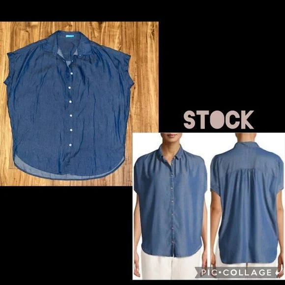 J. McLaughlin (S) Denim Short Sleeved Button Up Shirt