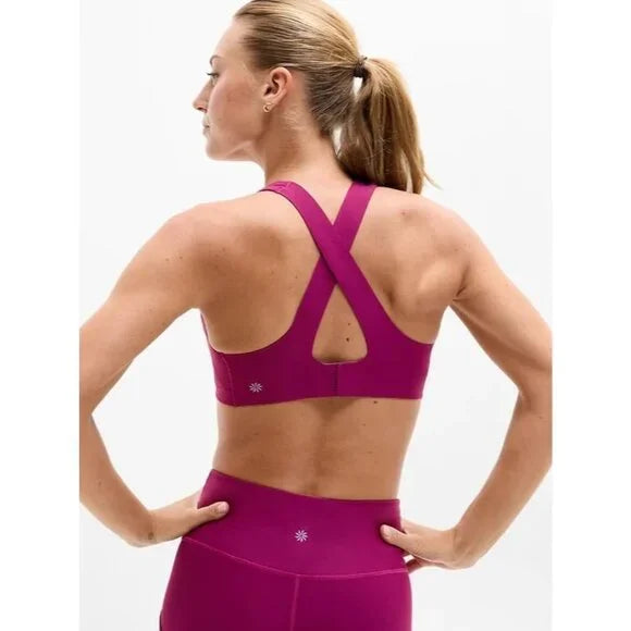 Athleta Interval Plunge Train Sports Bra A-C - Wildberry - Medium