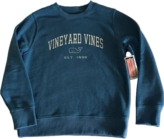 VINEYARD VINES | Heritage VV Whale Crewneck Sweatshirt in Blue Wave | Medium