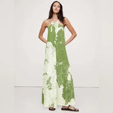 BANANA REPUBLIC | Green Floral Silk Maxi Dress | S