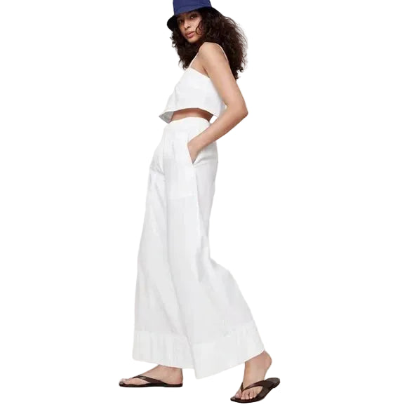 BANANA REPUBLIC | White Pull-On Ankle Pants | Cotton | XS
