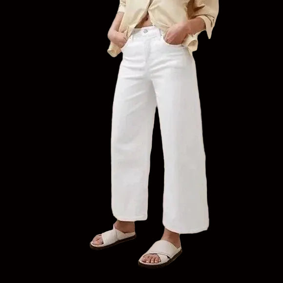 BANANA REPUBLIC | Women's Wide Leg High Rise Cropped Jeans | Crisp White | 29/8