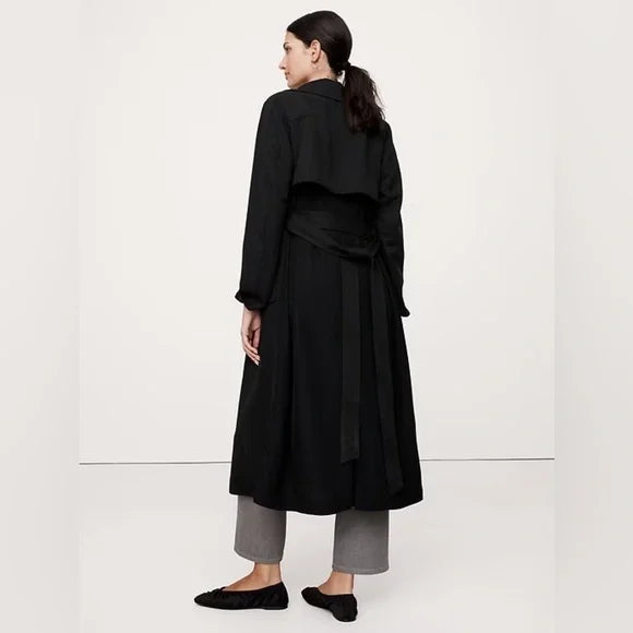 BANANA REPUBLIC | Drapey Trench Coat | Black | S