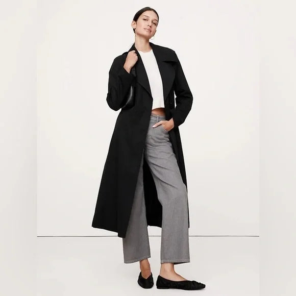 BANANA REPUBLIC | Drapey Trench Coat | Black | S