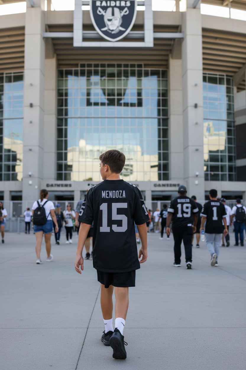 Fernando Mendoza LV Raiders - Nike Boy's Team Game Player Jersey - Black - M (10/12)