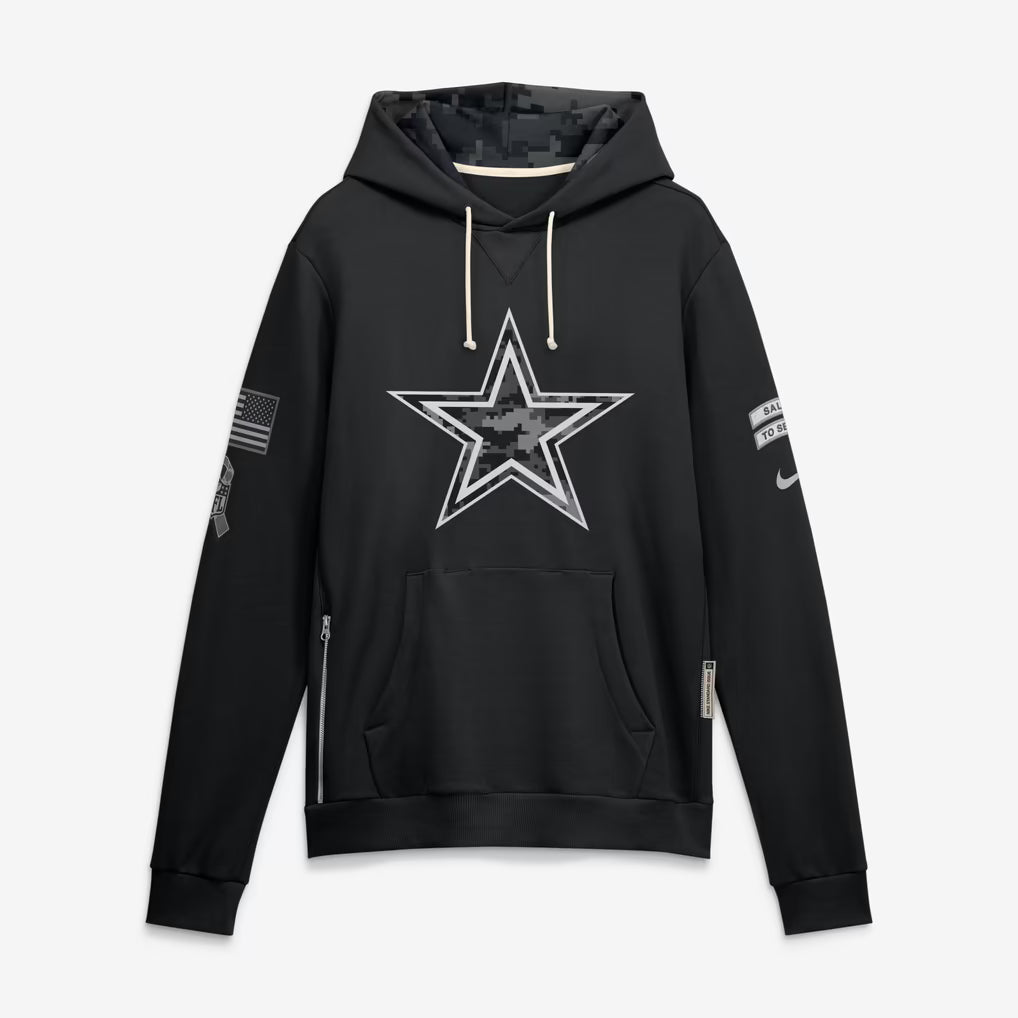 Men's Dallas Cowboys Nike Black 2026 Salute to Service Sideline Dri-FIT Pullover Hoodie, 3XL