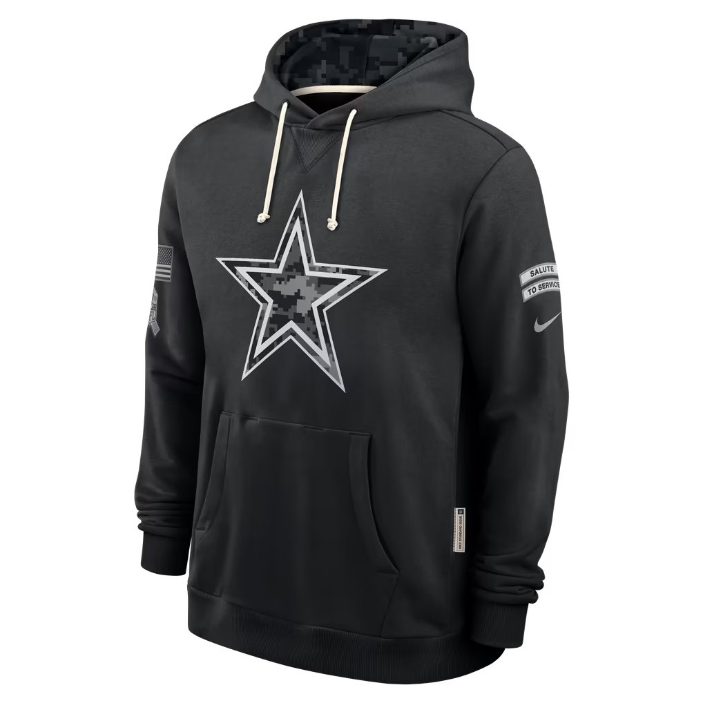 Men's Dallas Cowboys Nike Black 2026 Salute to Service Sideline Dri-FIT Pullover Hoodie, 3XL