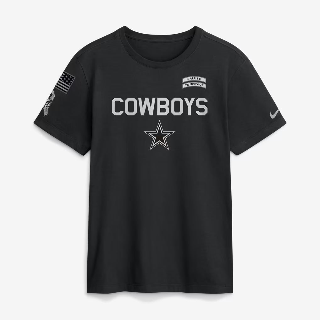 Nike NFL Dallas Cowboys Salute to Service Sideline, Dri-Fit Tee, Black -XXL