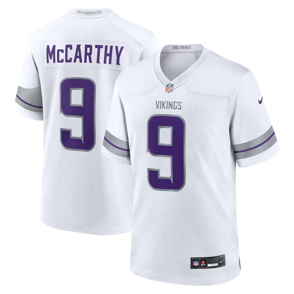 Men's Minnesota Vikings J.J. McCarthy Nike White Alternate Game Player Jersey (Size: Large)