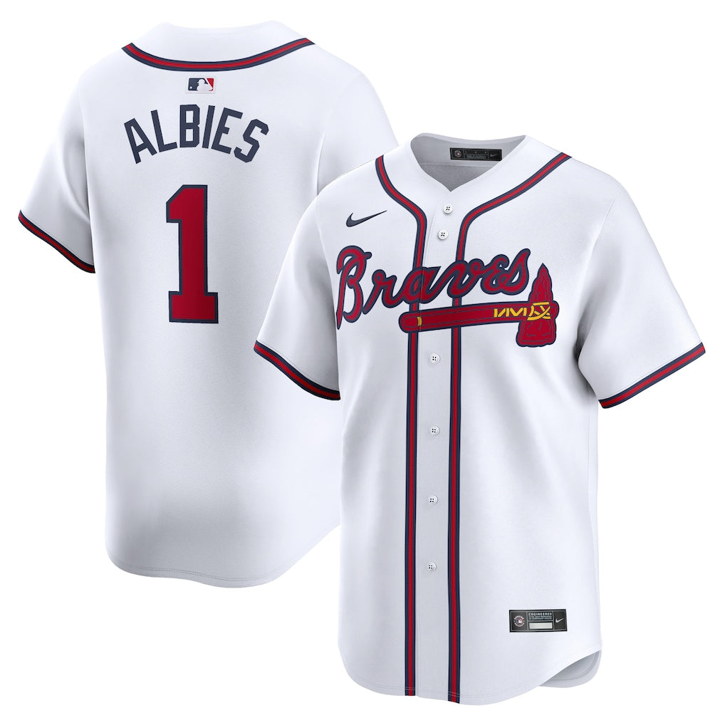 Men's Atlanta Braves Ozzie Albies Nike White Home Limited Player Jersey Size XXL