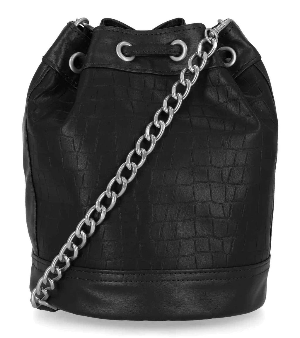 Harley-Davidson Women's Metal Bar & Shield Logo Croco Drawstring Purse - Black - Item # MHW141/08
