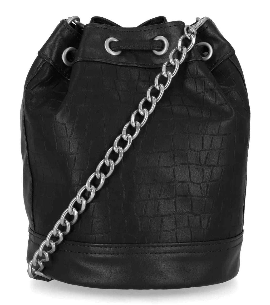 Harley-Davidson Women's Metal Bar & Shield Logo Croco Drawstring Purse - Black - Item # MHW141/08