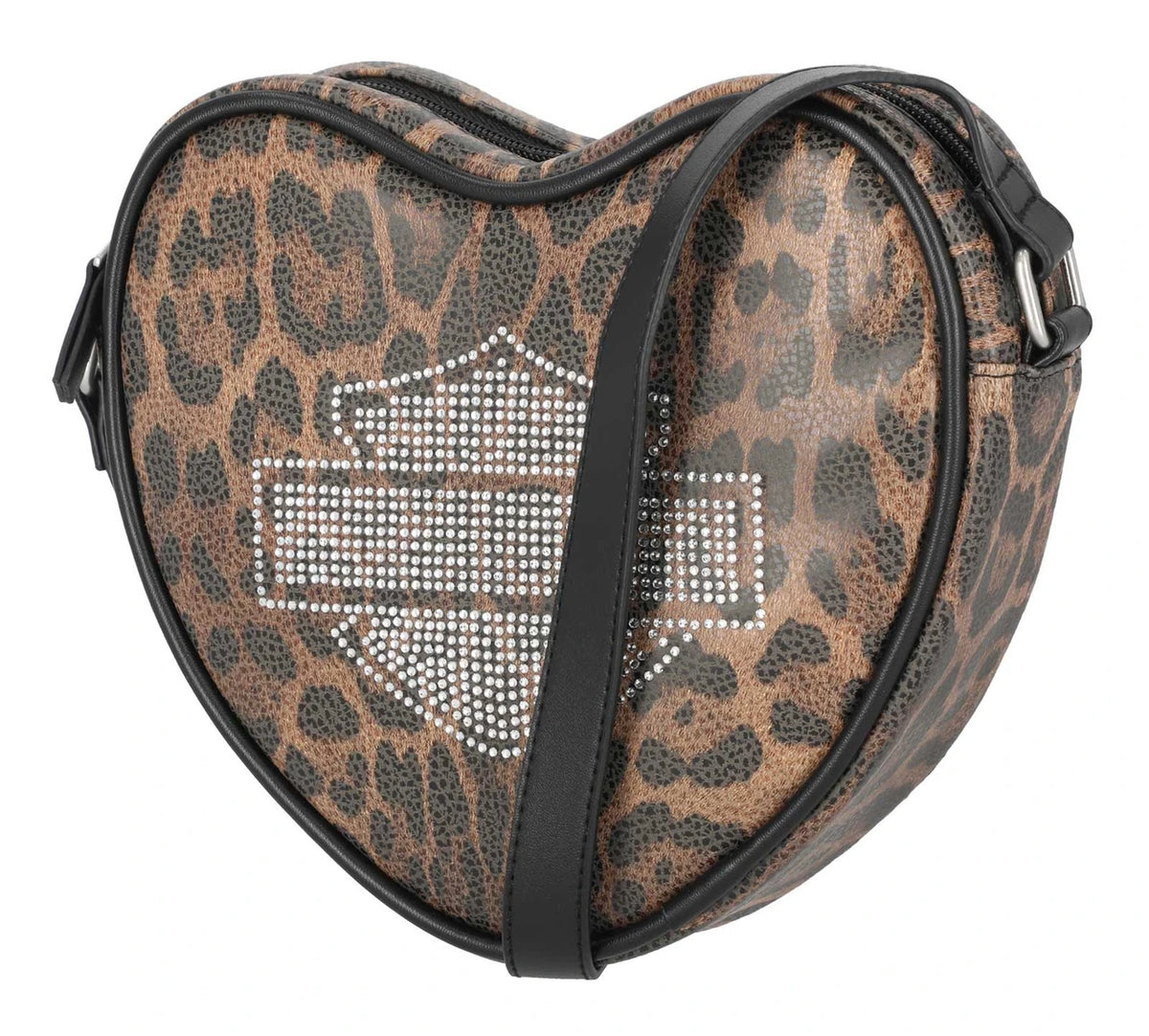 Harley-Davidson Women's Leopard Rhinestone Crossbody Heart Purse - Brown - Item # MHW227/99