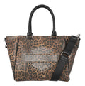 Harley-Davidson® Women's Leopard Rhinestone Bar & Shield Satchel Purse - Brown - #MHW228/99