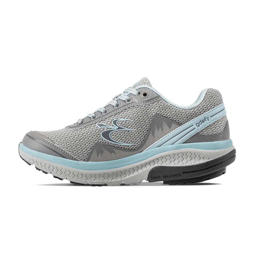g-defy by Gravity Defyer | Women's Mighty Walk Orthopedic Shoes | Gray/Blue