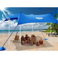 UMARDOO Family Beach Tent Canopy Sun Shade Portable 10×10FT, Large Wind Resistance Beach Sun Shelter Easy Setup with Packable Carry Bag for Outdoor Travel UPF 50+ (Blue)