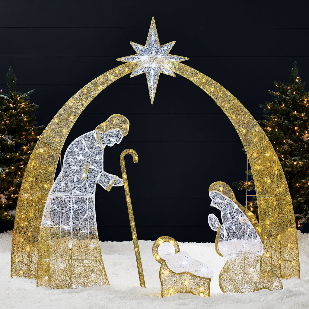 Best Choice Products 6' Lighted 2D Christmas Nativity Scene Outdoor Decor w/ Twinkling LED Lights