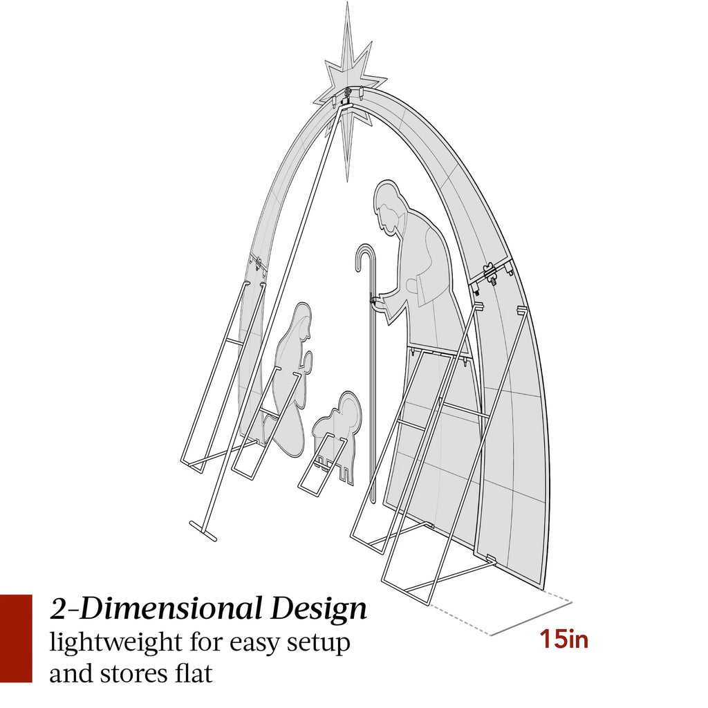 Best Choice Products 6' Lighted 2D Christmas Nativity Scene Outdoor Decor w/ Twinkling LED Lights