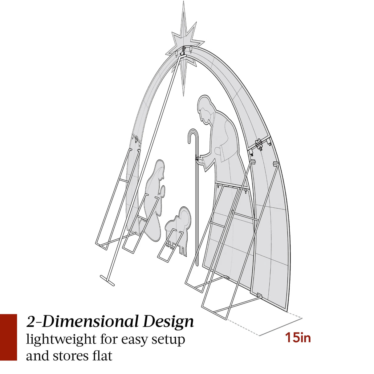 Best Choice Products 6' Lighted 2D Christmas Nativity Scene Outdoor Decor w/ Twinkling LED Lights