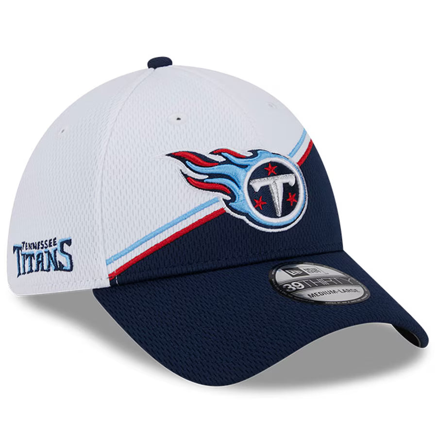 Men's Tennessee Titans New Era White/Navy 2023 Sideline 39THIRTY Flex Hat