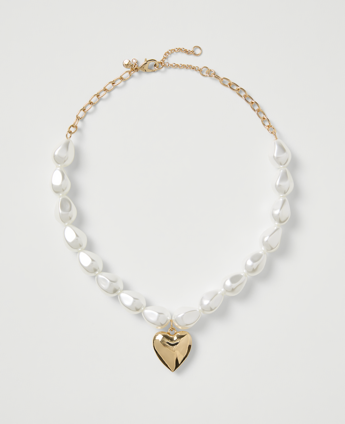 Pearl Heart Pendant Necklace - One Size