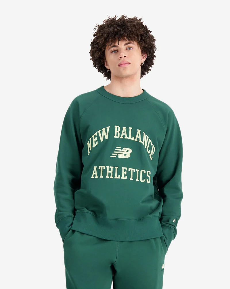 New Balance Nb Athletics Crewneck-Green White/New With Tags