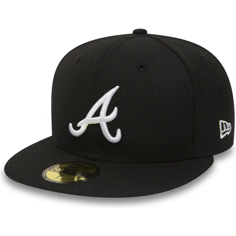 *Atlanta Braves New Era Black and White Basic 59FIFTY Fitted, 7 1/4