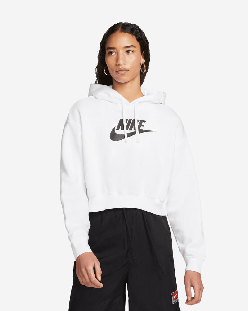 Nike W Nsw Club Fleece Gx Crop Hdy- White/New With Tags