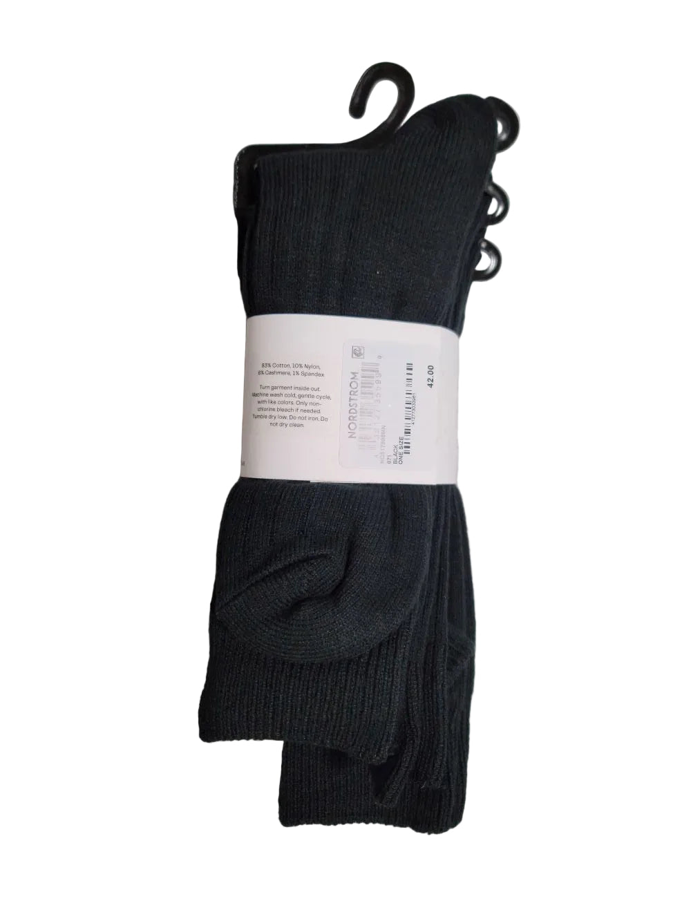NORDSTROM | Men | 3 Pair Ribbed Crew Socks | Black | 6-12.5