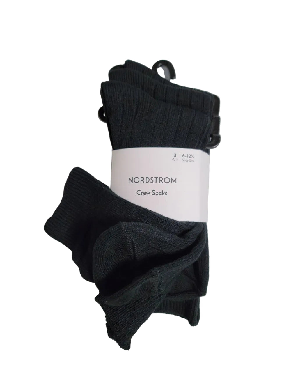 NORDSTROM | Men | 3 Pair Ribbed Crew Socks | Black | 6-12.5