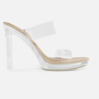 DREAM PAIRS Women's Clear Strap Block Heel Sandals - Nude/Clear - 8