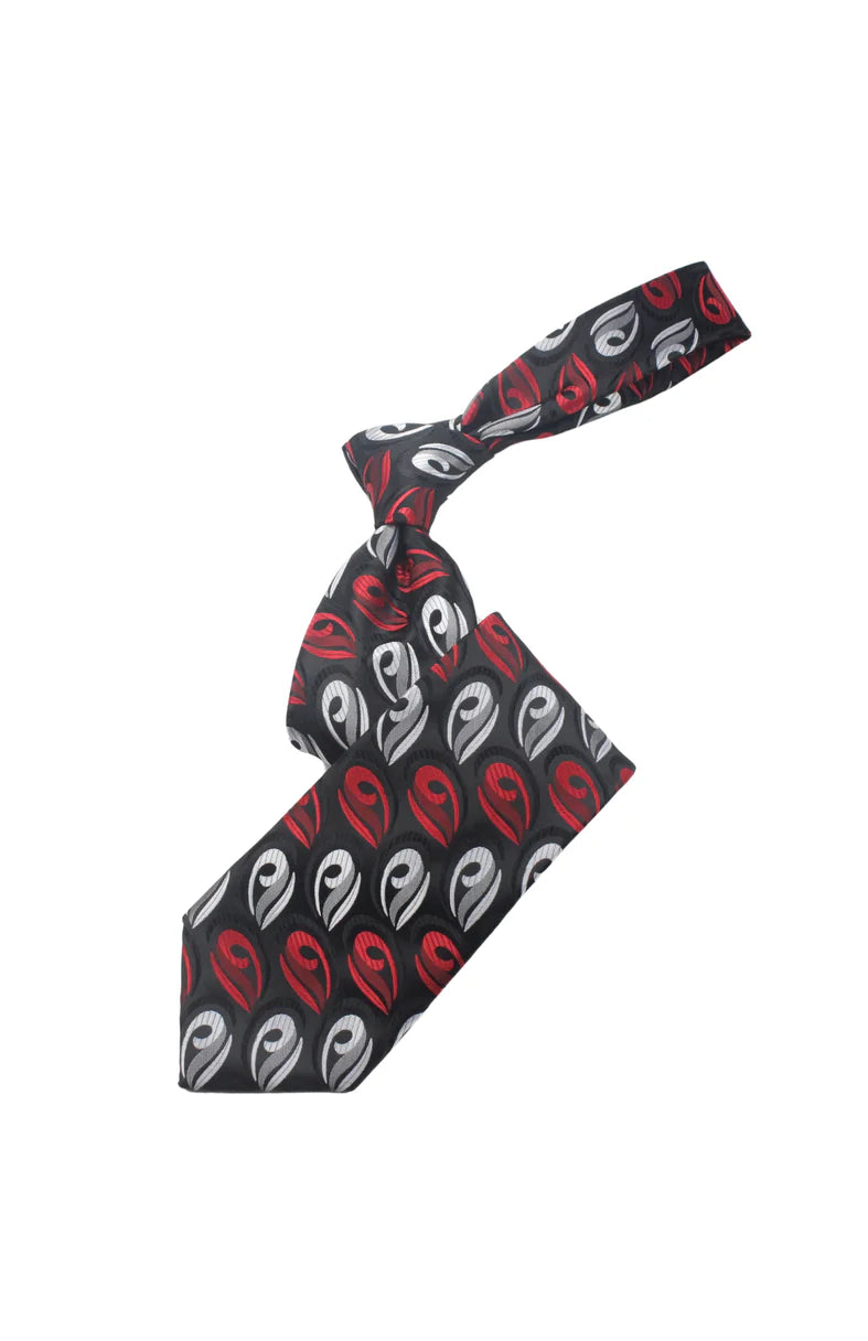 Qatar 1 | Black & Red Floral | Tie & Pocket Square