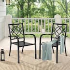 (PARIGHT-F13BN130) Stacking Metal Outdoor Patio Dining Chair (2-Pack)
