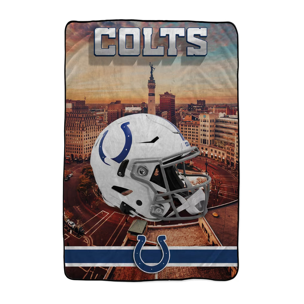 Indianapolis Colts Pegasus 66" x 95" Oversized Skyline Series Helmet Ultra Cozy Blanket