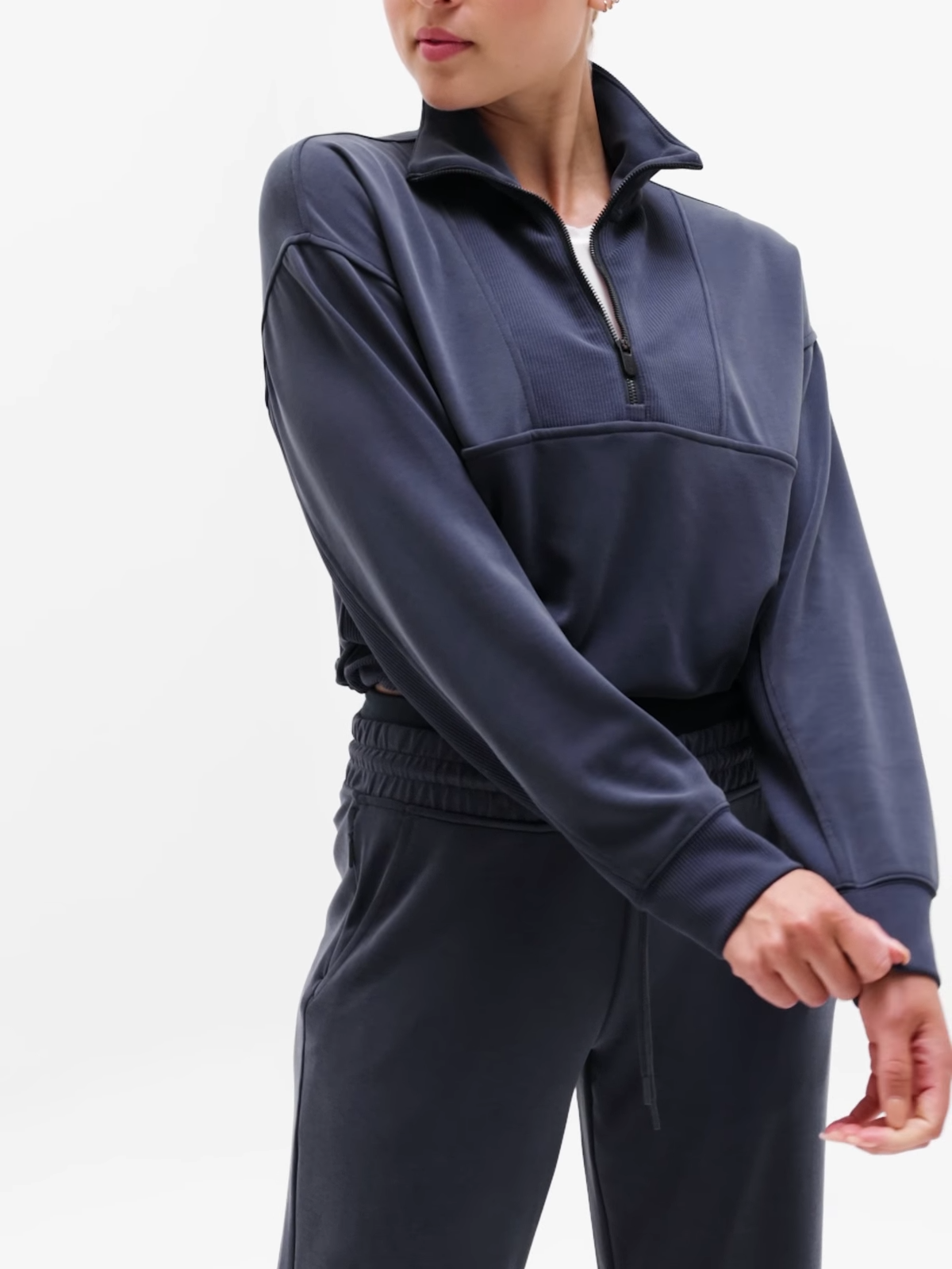 ATHLETA | Seasoft Rib 1/4 Zip Popover | Power of She in Blue | SP