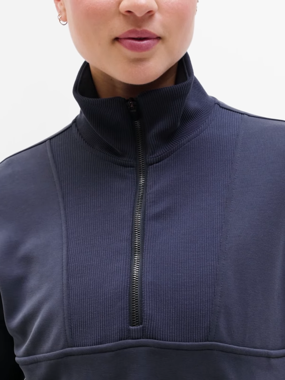 ATHLETA | Seasoft Rib 1/4 Zip Popover | Power of She in Blue | SP