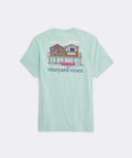 Vineyard Vines Woman's Dockside Lobster Shack Pocket Tee Shirt - Aqua Haze - Size: XL
