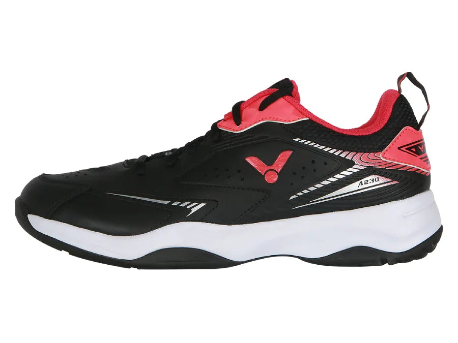 Victor A230 CD Badminton Shoes - (Black Onyx/ Azalea Red, M9.5/W11)