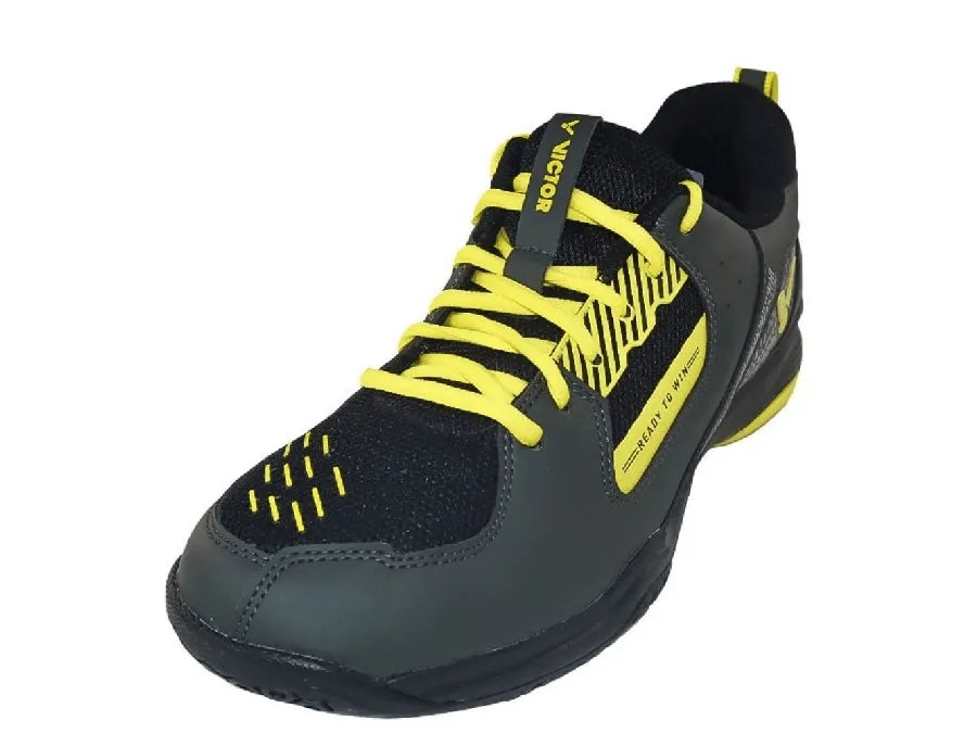 Victor AS-12W KC Badminton Shoes - Gray/Blk/Yellow (Men 9/Women 10.5)