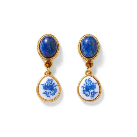 Qing Bottle Lariat Necklace and Qing Bottle Floral Drop Earrings