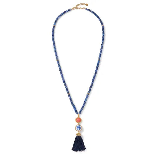 Qing Bottle Lariat Necklace and Qing Bottle Floral Drop Earrings