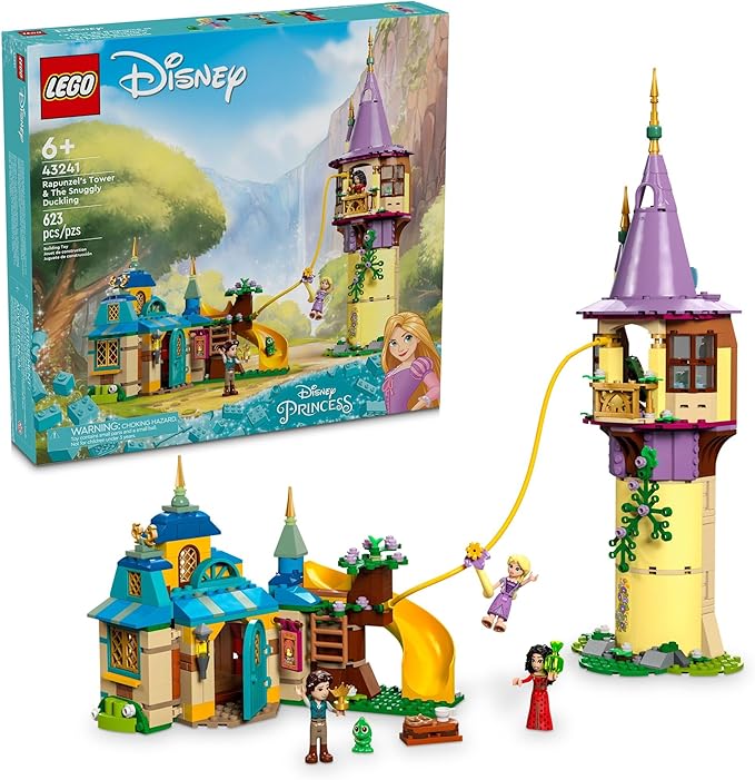 LEGO Disney Princess Rapunzel’s Tower & The Snuggly Duckling Tangled Building Toy with Flynn Rider and Mother Gothel Mini-Dolls, Disney Princess Toy, Fun Gift for Girls and Boys Ages 6 Plus, 43241