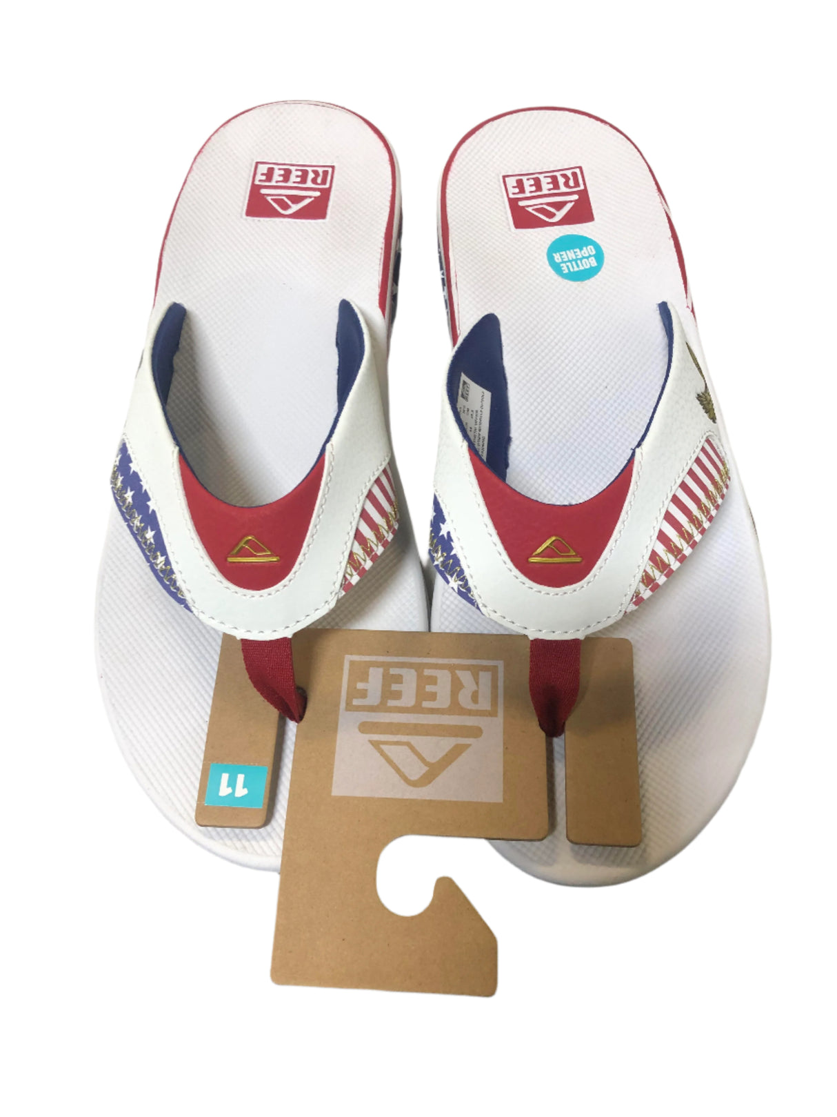 Reef Fanning Golden Eagle White Flip Flops Size: 11