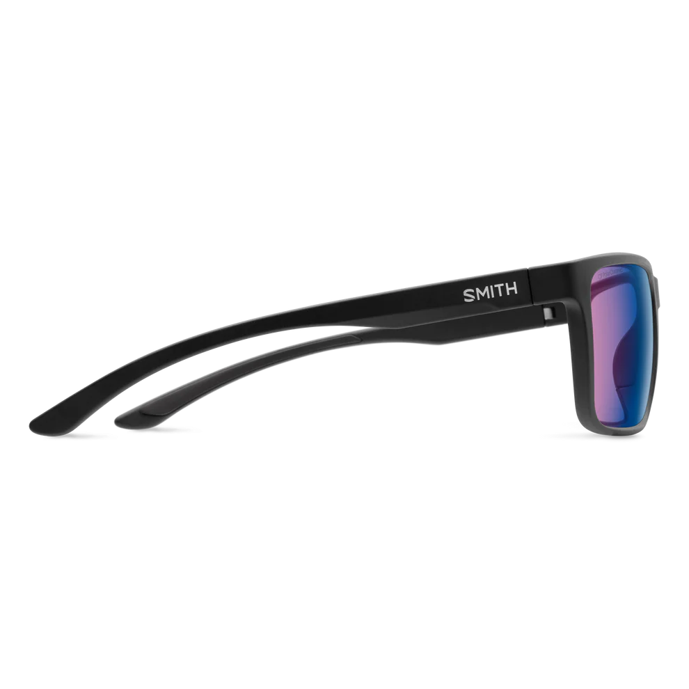 SMITH OPTICS Riptide with ChromaPop Polarchromic Glass Lenses in Matte Black Frame with Rose Blue Mirror Lens